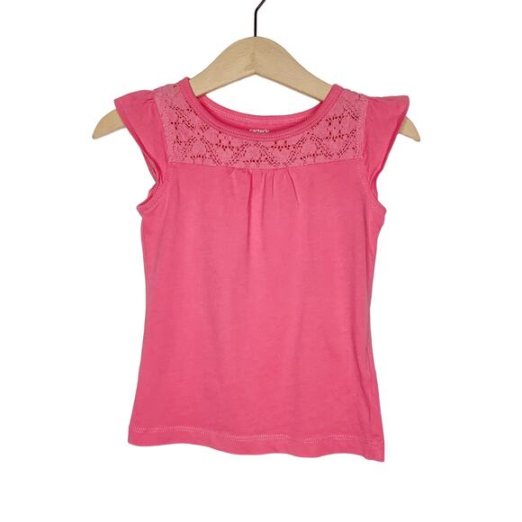 Carter's Other - Carter’s Pink Lace Detail Cap Sleeve Tee Girls Size 2T
